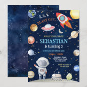 Outer Space Astronaut Galaxy Rocket Ship Birthday Kaart (Voorkant / Achterkant)