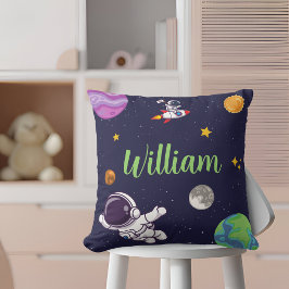 Outer Space Astronaut gepersonaliseerd marineblauw Kussen