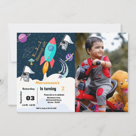 Outer Space astronaut jongen verjaardag Kaart (Voorkant)