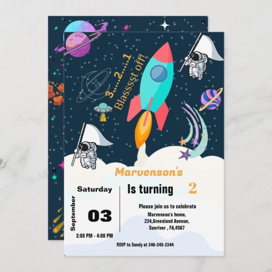 Outer Space astronaut jongen verjaardag Kaart (Voorkant / Achterkant)
