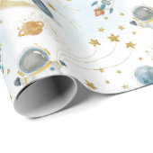 Outer Space Astronaut Kids Birthday Cadeaupapier (Rol Hoek)