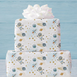 Outer Space Astronaut Kids Birthday  Cadeaupapier