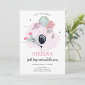 Outer Space Astronaut Oranje meisje Eerste verjaar Kaart (Staand voorkant)