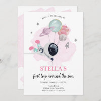 Outer Space Astronaut Oranje meisje Eerste verjaar