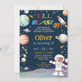 Outer Space Astronaut Planets Foto Verjaardag Kaart (Voorkant)