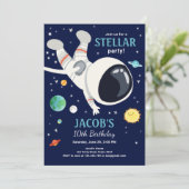 Outer Space Astronaut Planets Galaxy Boy Verjaarda Kaart (Staand voorkant)