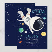 Outer Space Astronaut Planets Galaxy Boy Verjaarda Kaart (Voorkant / Achterkant)