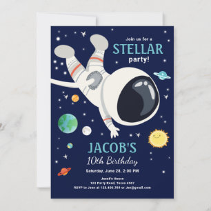 Outer Space Astronaut Planets Galaxy Boy Verjaarda Kaart