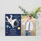 Outer Space Astronaut Planets Galaxy Boy Verjaarda Kaart (Staand voorkant)