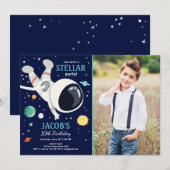 Outer Space Astronaut Planets Galaxy Boy Verjaarda Kaart (Voorkant / Achterkant)