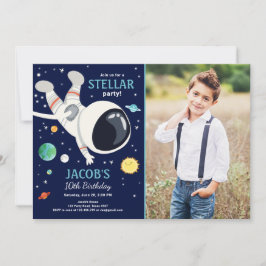 Outer Space Astronaut Planets Galaxy Boy Verjaarda Kaart