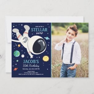 Outer Space Astronaut Planets Galaxy Boy Verjaarda Kaart