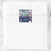 Outer Space Astronaut Planets Meisje Verjaardagsfo Vierkante Sticker (Tas)