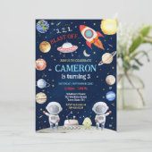 Outer Space Astronaut Rocket Blast Off Birthday Kaart (Staand voorkant)