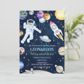 Outer Space Astronaut Rocket Planets Birthday Kaart (Staand voorkant)