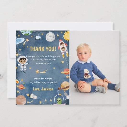 Outer Space Astronaut Verjaardag Dank je kaart (Voorkant)