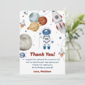 Outer Space Astronaut Verjaardag Dank je kaart (Staand voorkant)