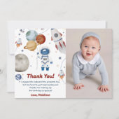 Outer Space Astronaut Verjaardag Dank je kaart (Voorkant)