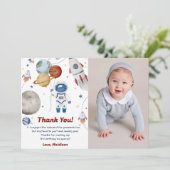 Outer Space Astronaut Verjaardag Dank je kaart (Staand voorkant)