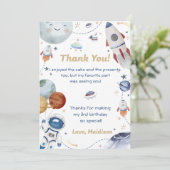 Outer Space Astronaut Verjaardag Dank je kaart (Staand voorkant)