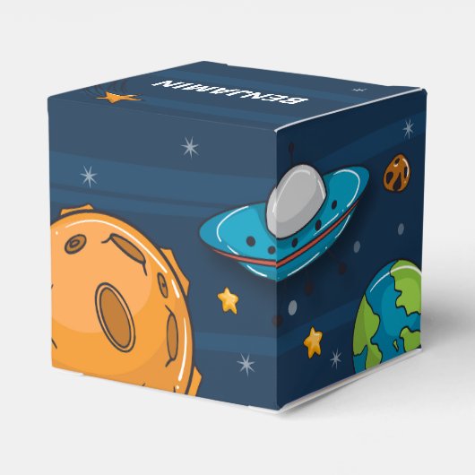 Outer Space Astronaut Verjaardagsfeest Bedankdoosjes (Achterkant)