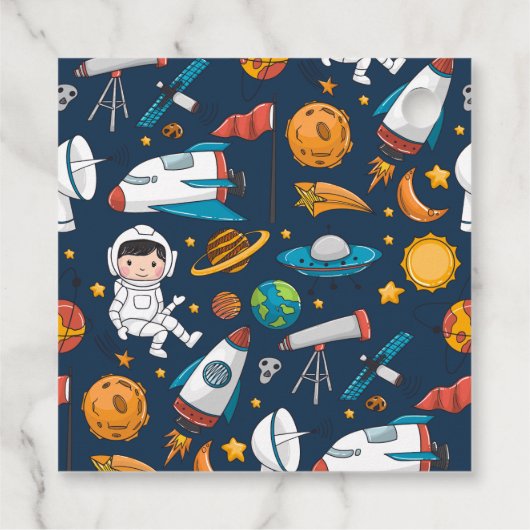 Outer Space Astronaut Verjaardagsfeest Bedankjes Labels (Achterkant)