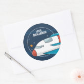 Outer Space Astronaut Verjaardagsfeest Ronde Sticker (Envelop)