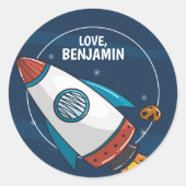 Outer Space Astronaut Verjaardagsfeest Ronde Sticker (Voorkant)