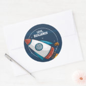 Outer Space Astronaut Verjaardagsfeest Ronde Sticker (Envelop)