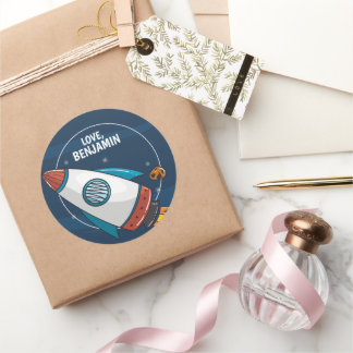 Outer Space Astronaut Verjaardagsfeest Ronde Sticker