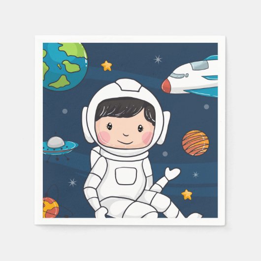 Outer Space Astronaut Verjaardagsfeest Servet (Voorkant)