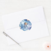Outer Space Astronaut verjaardagsfeestje foto Ronde Sticker (Envelop)