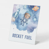 Outer Space Astronaut verjaardagsfeestje Rocket Fu Reclamebord Met Voetstuk (Voorkant)