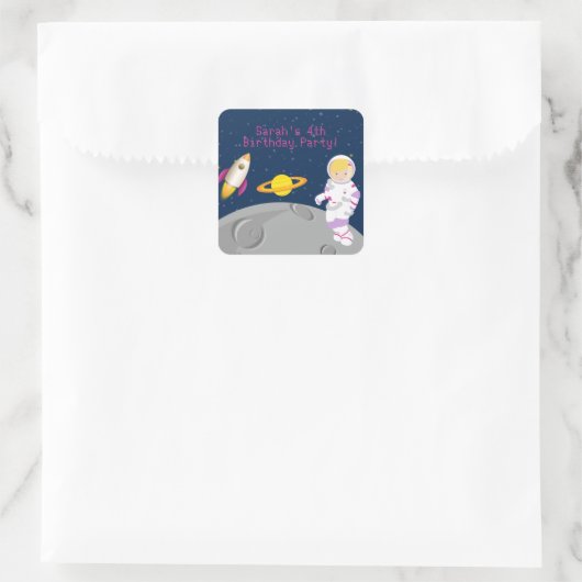 Outer Space Astronaut Verjaardagsfeestje Sticker (Tas)