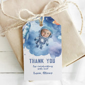 Outer Space Astronaut verjaardagsfoto Dank u Cadeaulabel