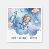 Outer Space Astronaut verjaardagsfoto Servet (Voorkant)