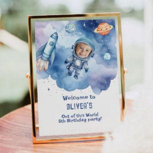 Outer Space Astronaut verjaardagsfoto welkom Poster