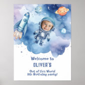Outer Space Astronaut verjaardagsfoto welkom Poster (Voorkant)