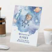 Outer Space Astronaut verjaardagsfoto welkom Reclamebord Met Voetstuk (Insitu)