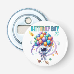 Outer Space Astronaut Verjaardagsjongen Button Flesopener