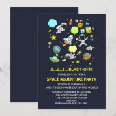 Outer Space Astronauten & Raket Schepen Verjaardag Kaart (Voorkant / Achterkant)