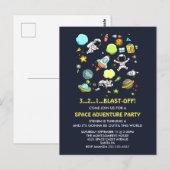 Outer Space Astronauten & Raketten Verjaardagsfees Briefkaart (Voorkant / Achterkant)
