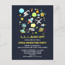 Outer Space Astronauten & Raketten Verjaardagsfees Briefkaart