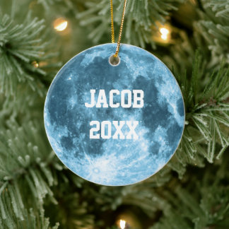 Outer Space Astronomy Astronaut Custom Name Moon  Keramisch Ornament