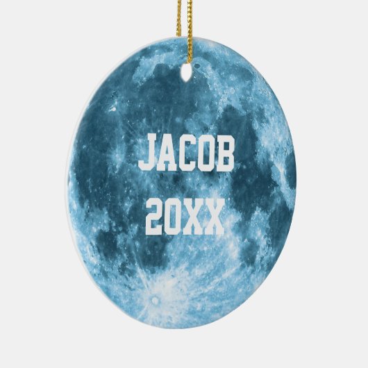 Outer Space Astronomy Astronaut Custom Name Moon  Keramisch Ornament (Rechts)