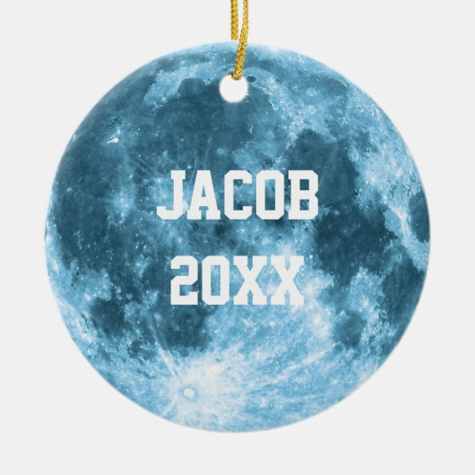 Outer Space Astronomy Astronaut Custom Name Moon  Keramisch Ornament (Voorkant)