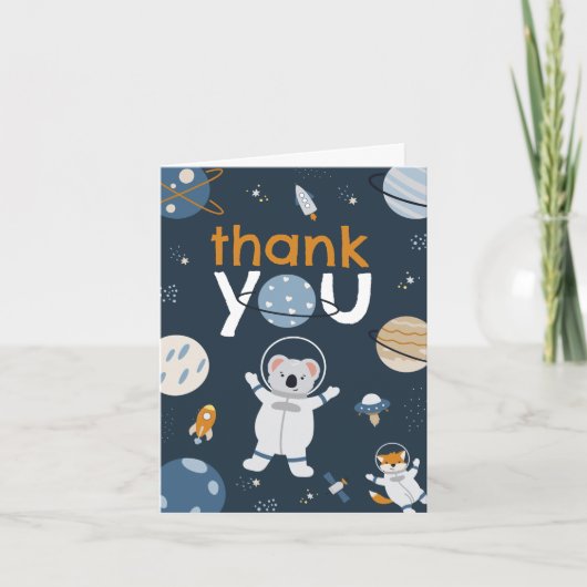 Outer Space Baby Jongens Baby Shower Bedankkaart (Voorkant)