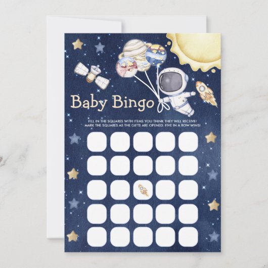 Outer Space Baby Shower Bingo spelkaart Kaart (Voorkant)