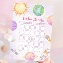 Outer Space Baby Shower Bingo spelkaart