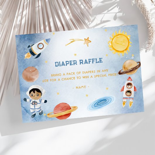 Outer Space Baby shower Luier Raffle Informatiekaartje
